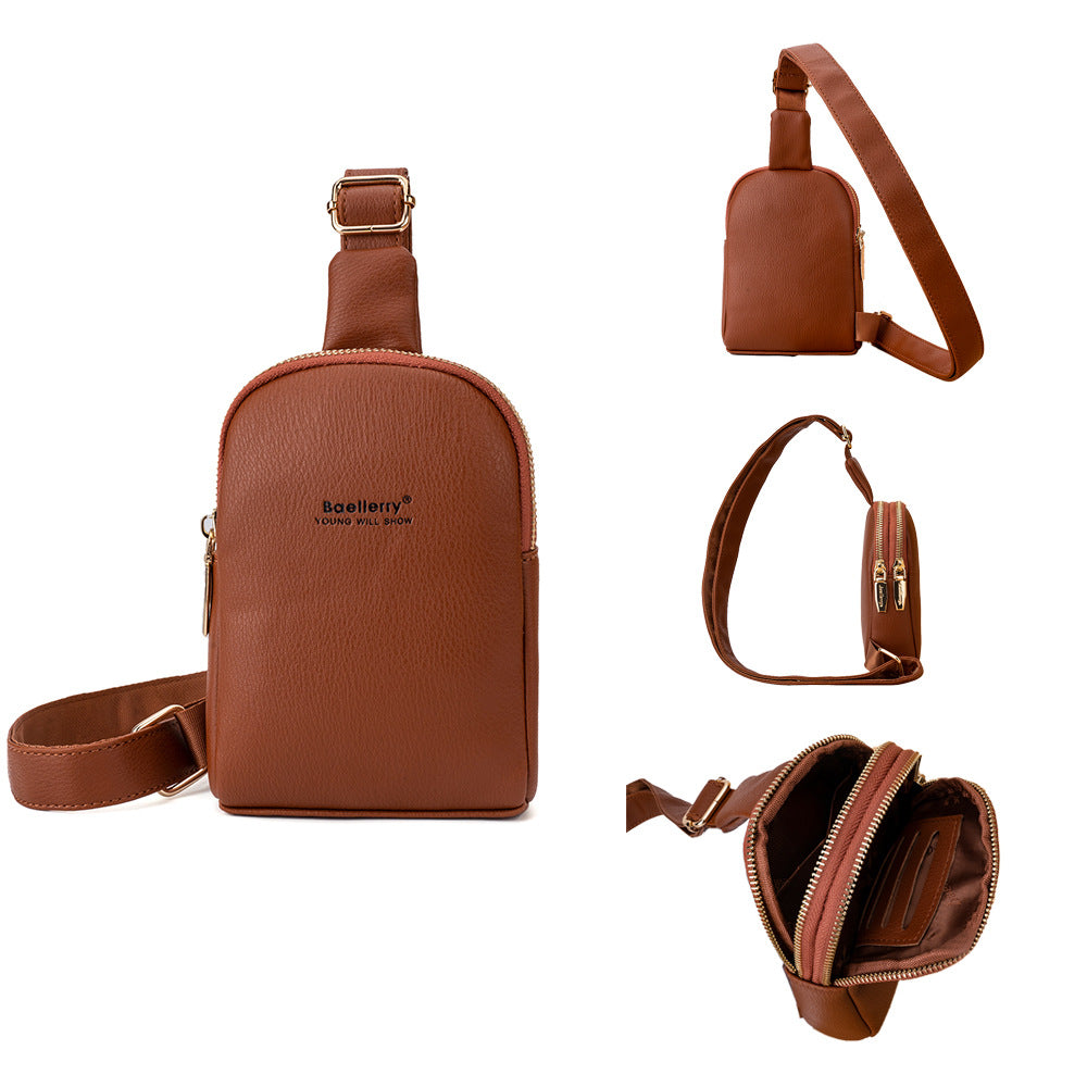 BAELLERRY N8916 Women's PU Leather Chest Bag Crossbody Bag Phone Pouch Purse BAELLERRY N8916 Women's PU Leather Chest Bag Crossbody Bag Phone Pouch Purse